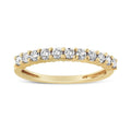 14K Yellow Gold Plated .925 Sterling Silver 1/2 cttw Shared Prong Set Brilliant Round-Cut Diamond 11 Stone Band Ring (J-K
