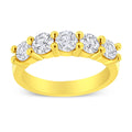 14K Yellow Gold Plated .925 Sterling Silver 1 1/2 Cttw Shared Prong Set Brilliant Round-Cut Diamond Anniversary or Wedding