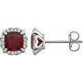 14K White Gold Natural Mozambique Garnet & 1/10 CTW Natural Diamond Earrings