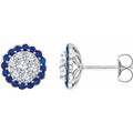 14K White Gold Natural Blue Sapphire & 5/8 CTW Natural Diamond Earrings
