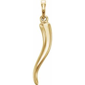 14K Yellow Gold Italian Horn Pendant