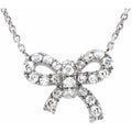 14K White Gold 1/6 CTW Natural Diamond Bow 18" Necklace