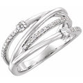 14K White Gold 1/4 CTW Natural Diamond Criss-Cross Ring