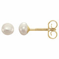 14K Yellow Gold Cultured White Freshwater Pearl Earrings