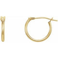 14K Yellow Gold Vermeil Youth Hinged 12.5 mm Hoop Earrings