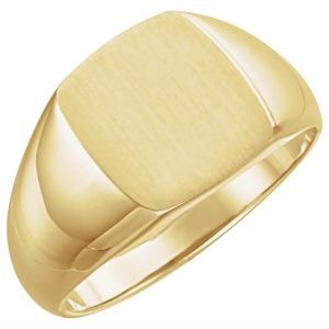14K Yellow Gold 13x12 mm Rectangle Signet Ring