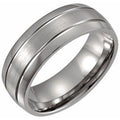 Titanium 8 mm Grooved Inlay Half Round Band Size 11.5