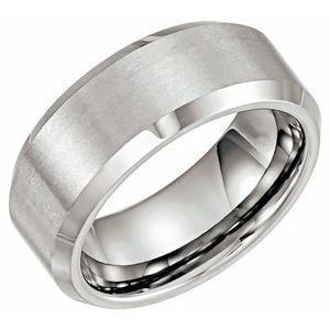Tungsten 8 mm Beveled-Edge Comfort-Fit Band Size 14