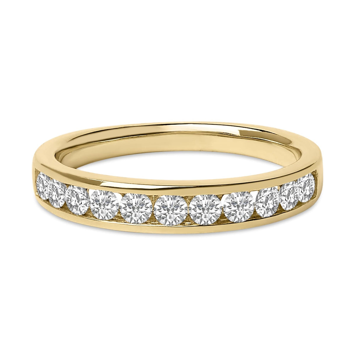 14K Gold 1/2 Cttw Round Diamond 11 Stone Channel Set Band