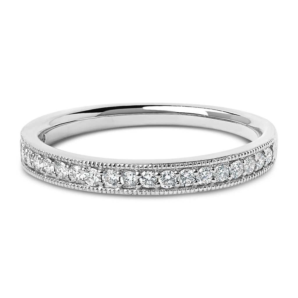 14K Gold 1/4 Cttw Round Diamond Milgrain Wedding Band
