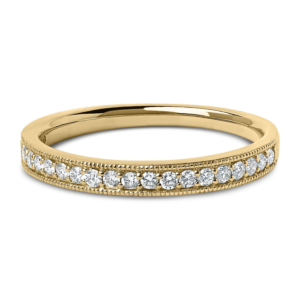 14K Gold 1/4 Cttw Round Diamond Milgrain Wedding Band