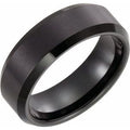 Black Immerse-Plated Tungsten 8 mm Beveled-Edge Inlay Comfort-Fit Band Size 11