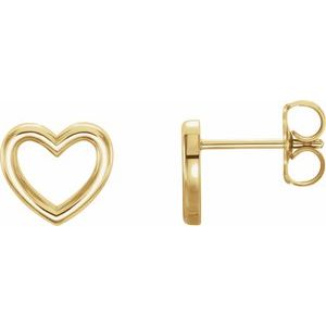 14K Yellow Gold Heart Earrings