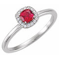 14K White Gold Lab-Grown Ruby & .04 CTW Natural Diamond Halo-Style Ring