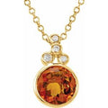 14K Yellow Gold Checkerboard Natural Citrine & .04 CTW Natural Diamond 18" Necklace