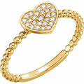 14K Yellow Gold 1/8 CTW Natural Diamond Heart Bead Ring