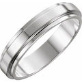14K White Gold 5 mm Stepped-Edge Flat Band Size 10