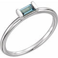 14K White Gold Natural London Blue Topaz Stackable Ring