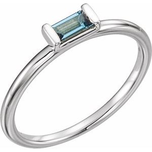 14K White Gold Natural London Blue Topaz Stackable Ring