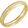 14K Yellow Gold 4 mm Knurled Comfort-Fit Half Round Band Size 10