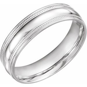 14K White Gold 6 mm Coin Edge Comfort-Fit Half Round Band Size 11