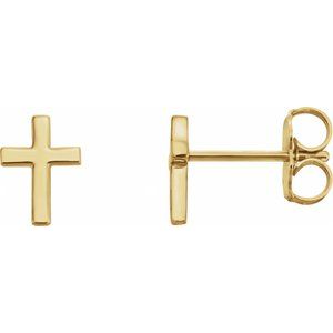 18K Yellow Gold-Plated Sterling Silver 7.5 mm Cross Single Earring