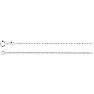 14K White Gold 1 mm Curb 20" Chain