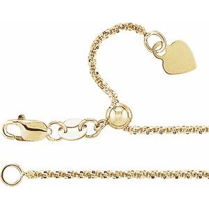 14K Yellow Gold 1.4 mm Adjustable Diamond-Cut Twisted Snake 16-22" Chain