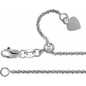 14K White Gold 1.4 mm Adjustable Diamond-Cut Twisted Snake 16-22" Chain