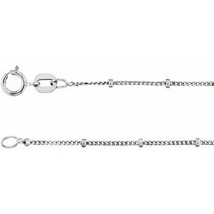 Sterling Silver 1 mm Beaded Curb 24" Chain