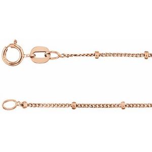 14K Rose Gold 1 mm Beaded Curb 20" Chain