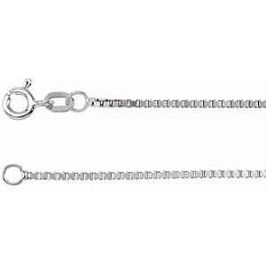 14K White Gold 1.3 mm Diamond-Cut Box 24" Chain