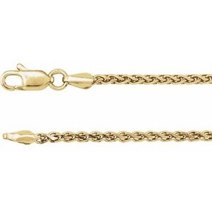 14K Yellow Gold 2 mm Diamond-Cut Wheat 24" Chain