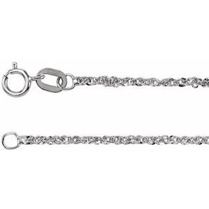 14K White Gold 1.2 mm Diamond-Cut Singapore 20" Chain