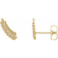 14K Yellow Gold .03 CTW Natural Diamond Leaf Ear Climbers