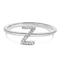 10K White Gold Diamond Accent Initial “A-Z” Ring
