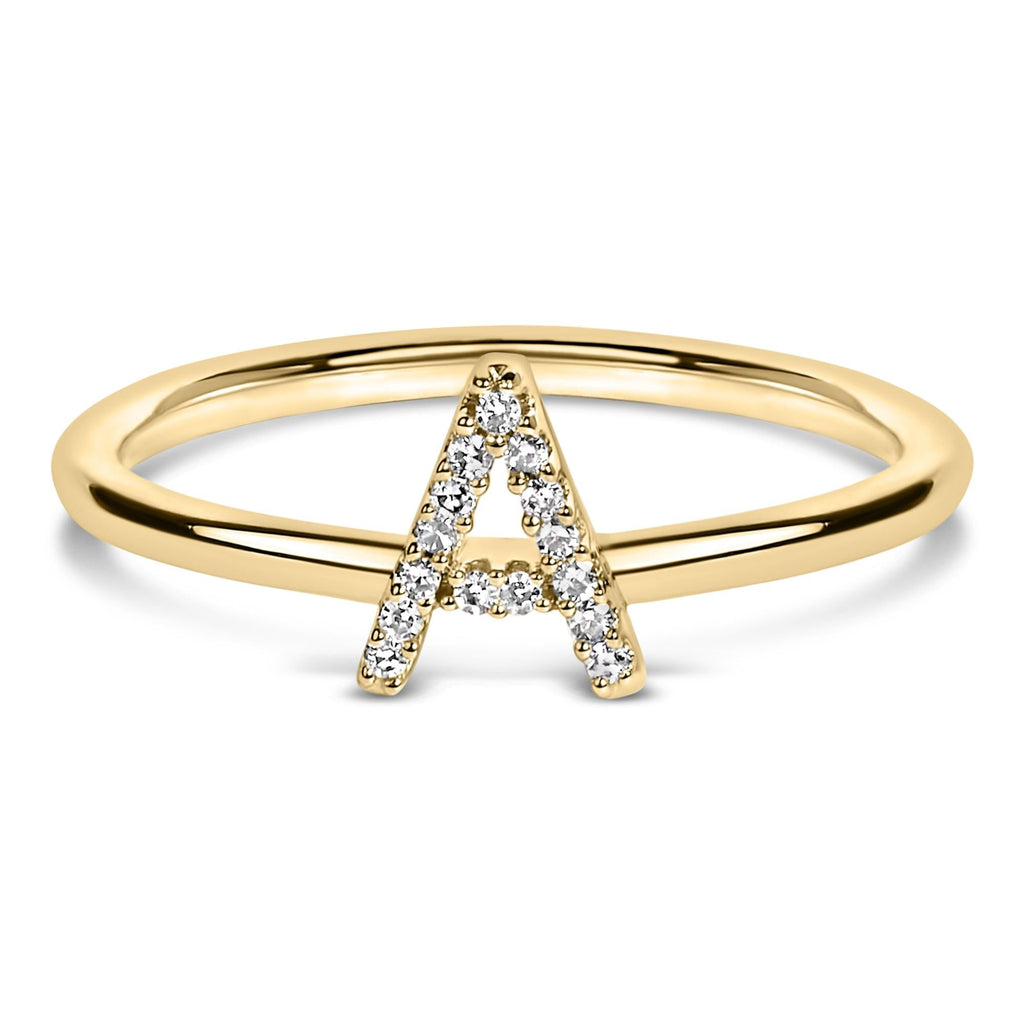 10K Yellow Gold Diamond Accent Initial “A-Z” Ring