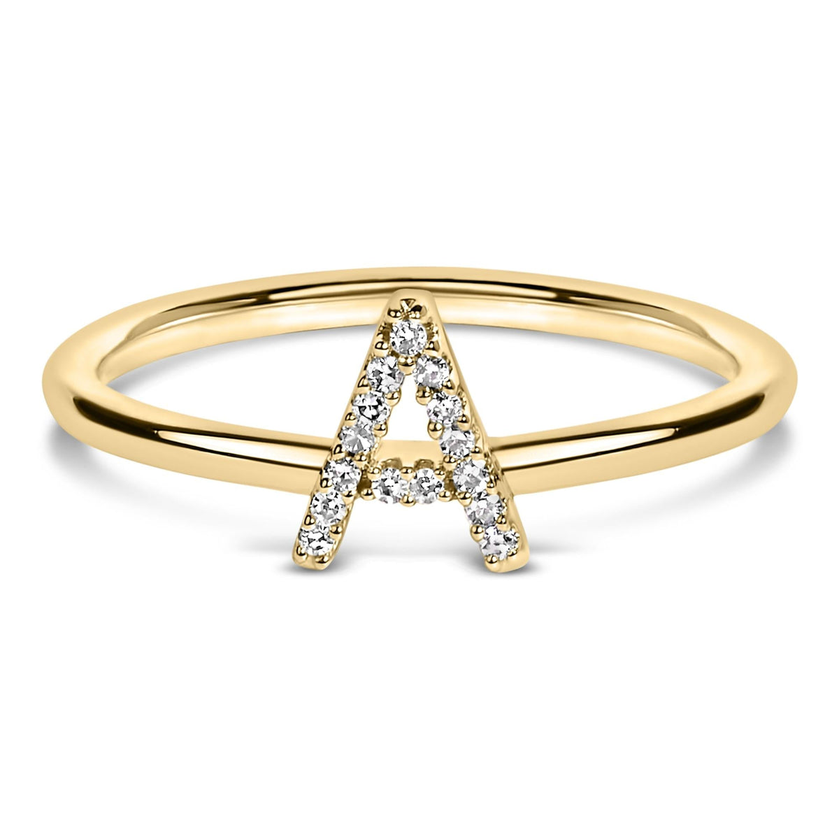 10K Yellow Gold Diamond Accent Initial “A-Z” Ring