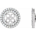 14K White Gold 3/4 CTW Natural Diamond Earring Jackets for 8 mm Pearl Stud Earrings