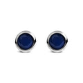 .925 Sterling Silver 6MM Bezel Set Created Gemstone Solitaire Stud Earrings