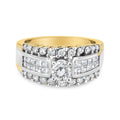 14K Yellow and White Gold 1 1/2 Cttw Round and Princess-Cut Diamond Band Ring