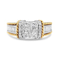 14K White and Yellow Gold 1 1/2 Cttw Invisible Set Princess-Cut Diamond Quad Style Engagement Ring (H-I Color, SI2-I1