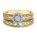 14K Yellow Gold Plated .925 Sterling Silver 1/5 Cttw Diamond Halo Engagement Ring and Wedding Band Set (I-J Color, I3