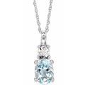 14K White Gold Natural Aquamarine & .02 CT Natural Diamond 18" Necklace