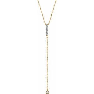 14K Yellow Gold 1/8 CTW Natural Diamond Bar 16-18" Y Necklace