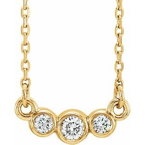 14K Yellow Gold 1/8 CTW Natural Diamond Three-Stone 16-18" Necklace