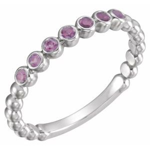 14K White Gold Natural Amethyst Stackable Ring