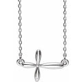Sterling Silver Sideways Cross 16-18" Necklace