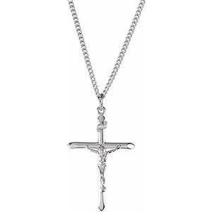 Sterling Silver Crucifix 24" Necklace