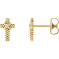 14K Yellow Gold Rope Cross Earrings
